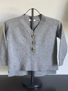 Madewell Do Well Merino Wool Lyle Rib Henley Sweater Cardigan Gray Capsule XXS